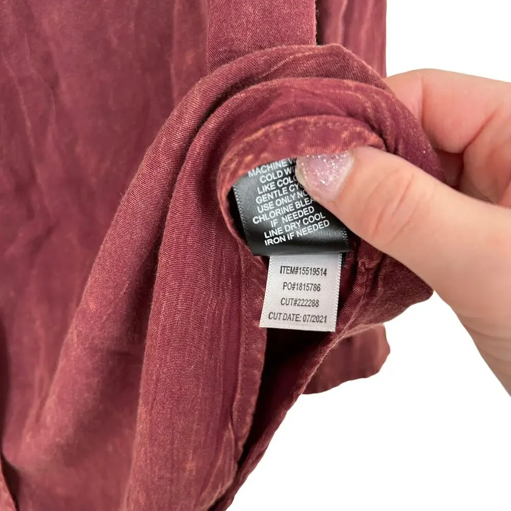 Torrid Maroon Long Sleeve Button Down Blouse Sz 10 - Picture 4 of 6